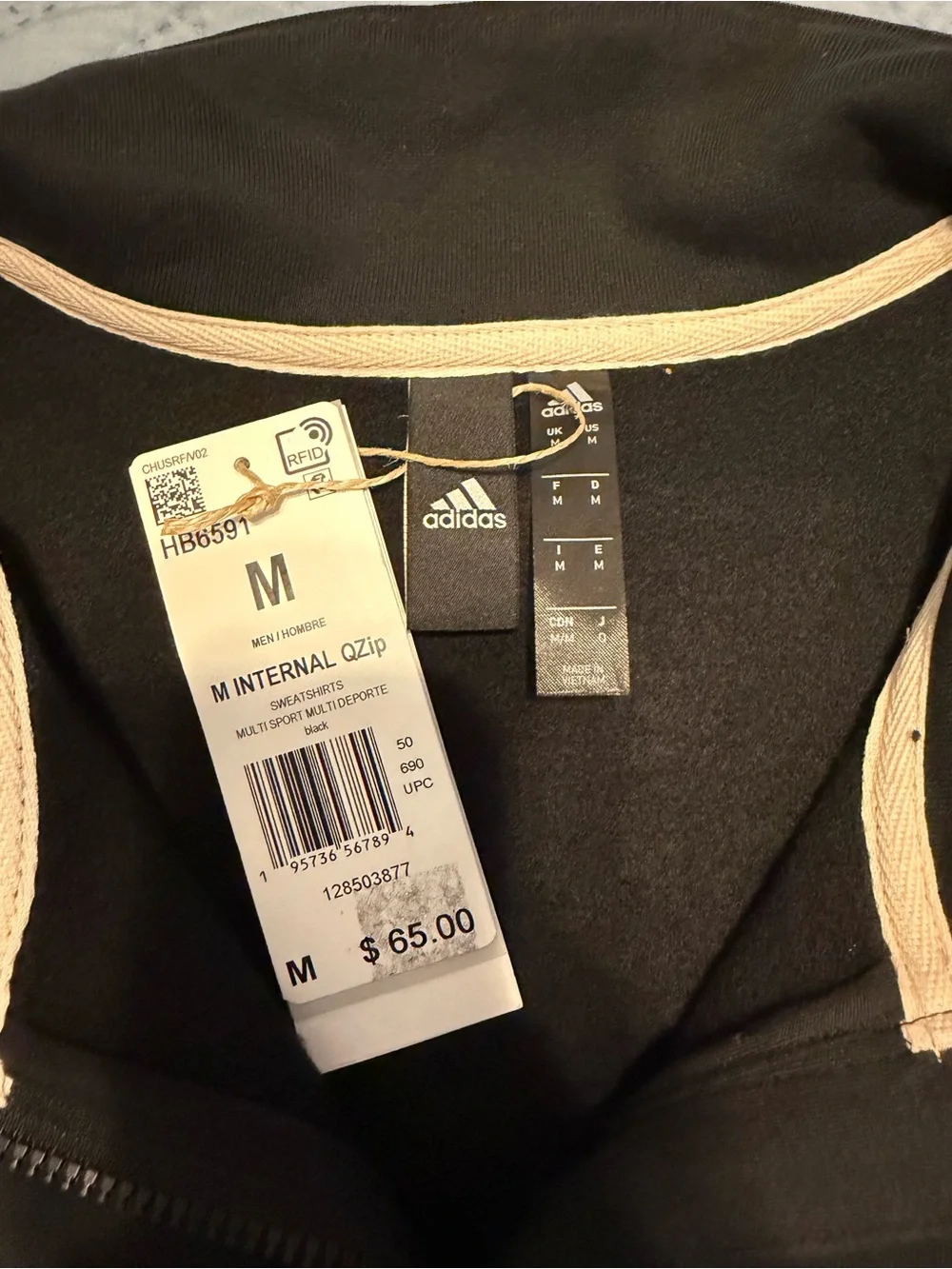 adidas Men’s Black Half-Zip Pullover Sweatshirt